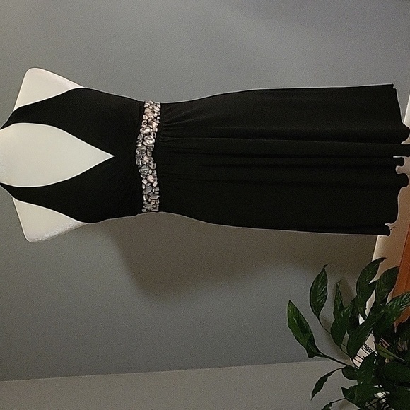 Speechless Black Halter Dress with Embellished Waist Padded Bra -Size M - Picture 1 of 13